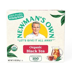 Newman's Own Organic Black Tea Promotes Overall Wellbeing Strong Robust Black Tea with 100 Tea Bags Per Box (Pack of 2) USDA Certified Contains Caffeine Brew Hot/Cold