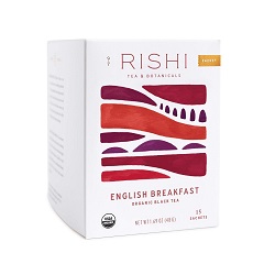 Rishi Tea English Breakfast Tea  USDA Organic Direct Trade Sachet Tea Bags, Certified Kosher Pure Black Tea, Energizing & Caffeinated  15 Count (Pack of 1)